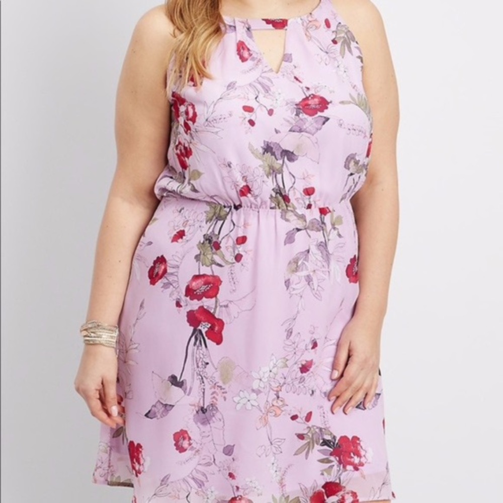 Maurices Lavender Purple Floral Knee Length Dress